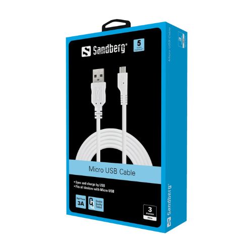 MicroUSB кабел за синхронизация и зареждане | 3 м