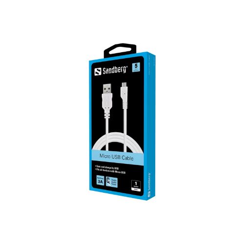 MicroUSB кабел за синхронизиране и зареждане | Бял