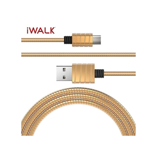 Кабел тип C с метална оплетка за бързо зареждане 1 м златен