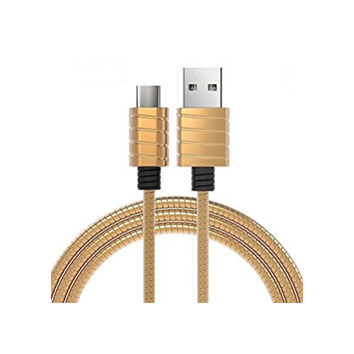 Fast Charging Metal Braided Type C Cable 1 m Gold