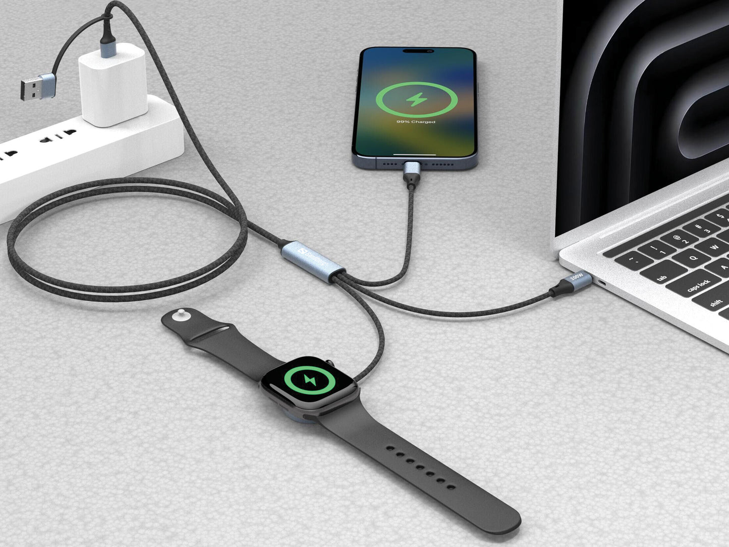 3in1 Travel Charge Cable 100W