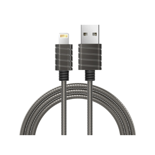 MFI Certified Stainless Steel Sync and Charge Lightning Cable Steel Gray