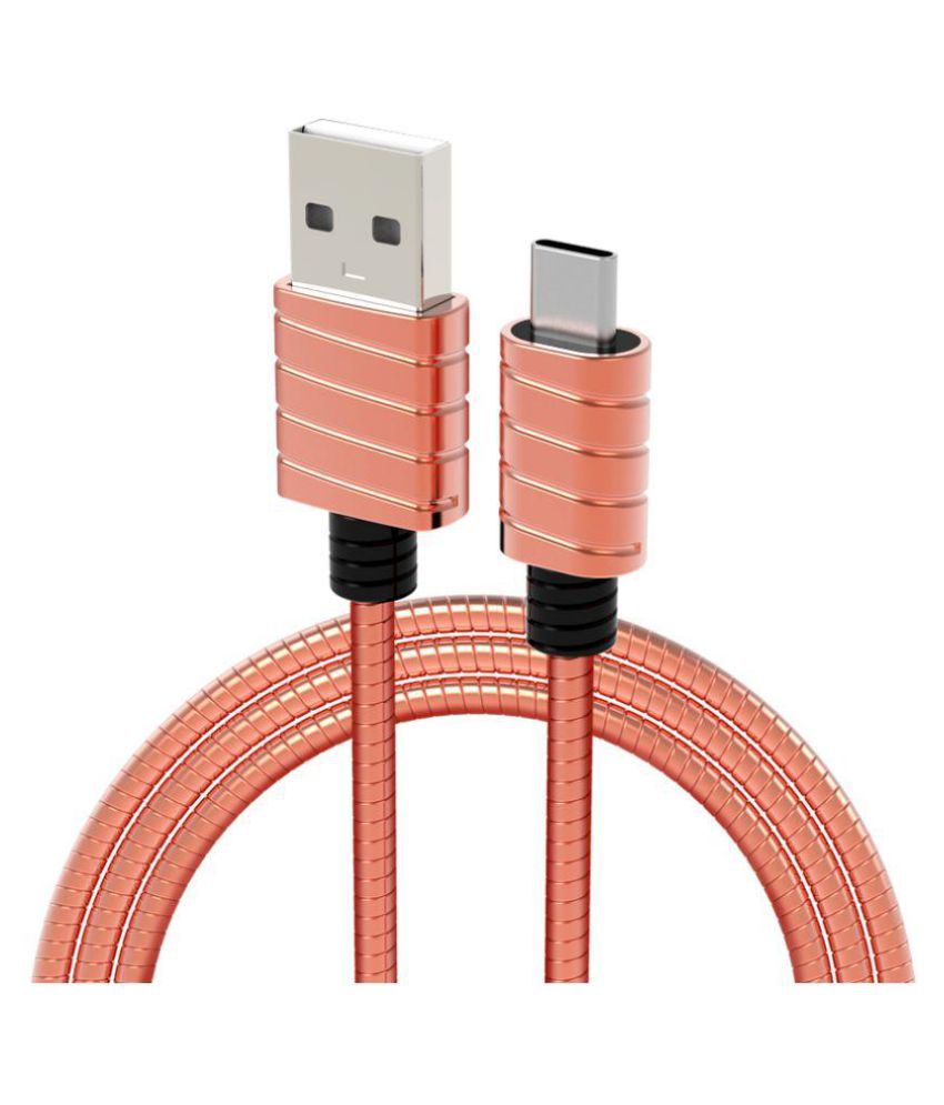 Fast Charging Metal Braided Type C Cable 1 m Rose gold