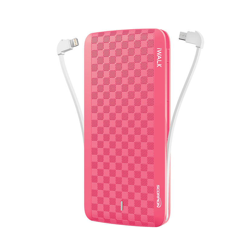 Scorpion12000X Powerbank with 4 Built-in Cables Hot Pink